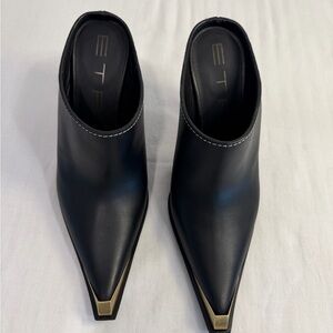 Etro Black Mules with Gold Tip